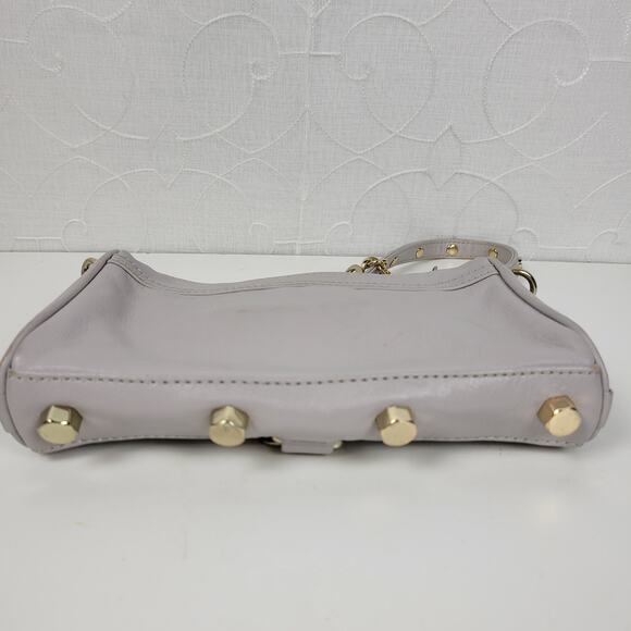 Rebecca Minkoff Womens Mini Mac Crossbody Bag Gray Leather Chain Strap Purse - Picture 4 of 16